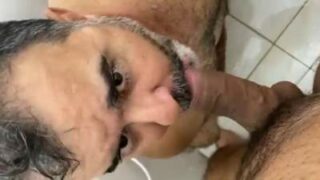 Piss drinking daddy loving a hard thick cock